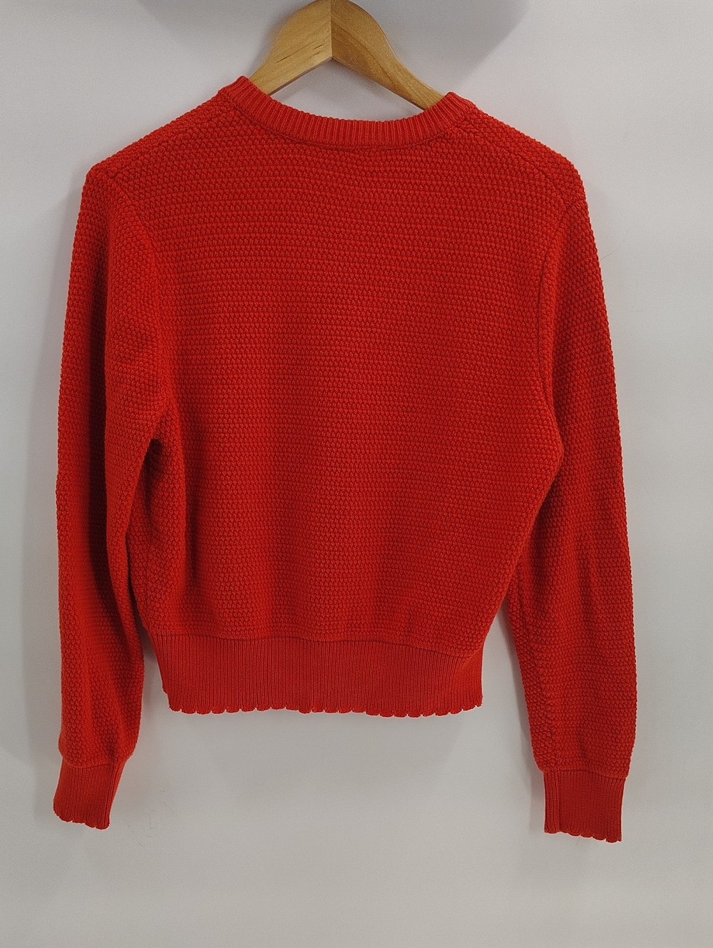 Time & Tru Sweater Large Orange Gold Buttons Cropped Thick Fabric Long Sleeve - Picture 5 of 7